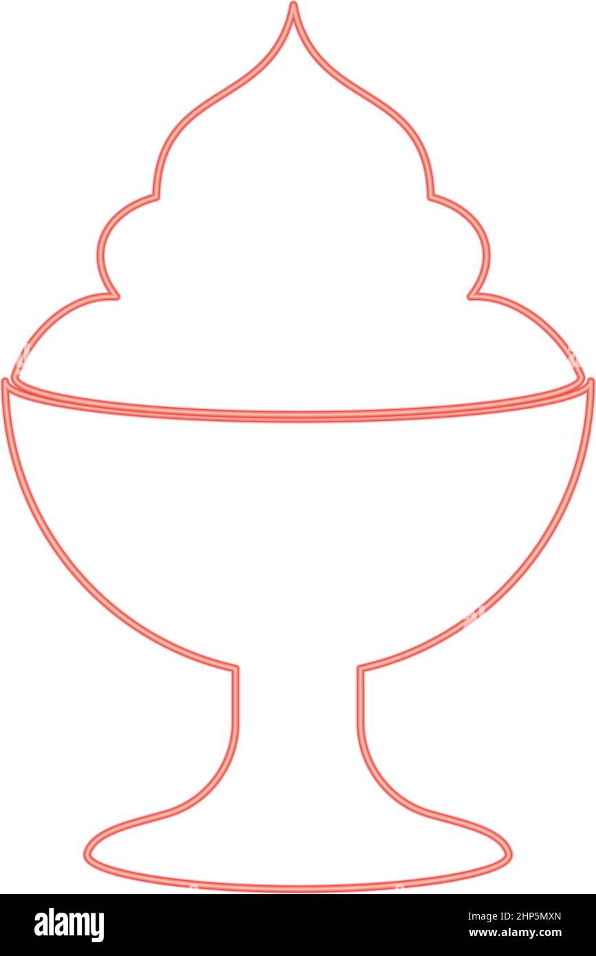Illustration vectorielle rouge crème glacée au néon image de style plat Illustration de Vecteur