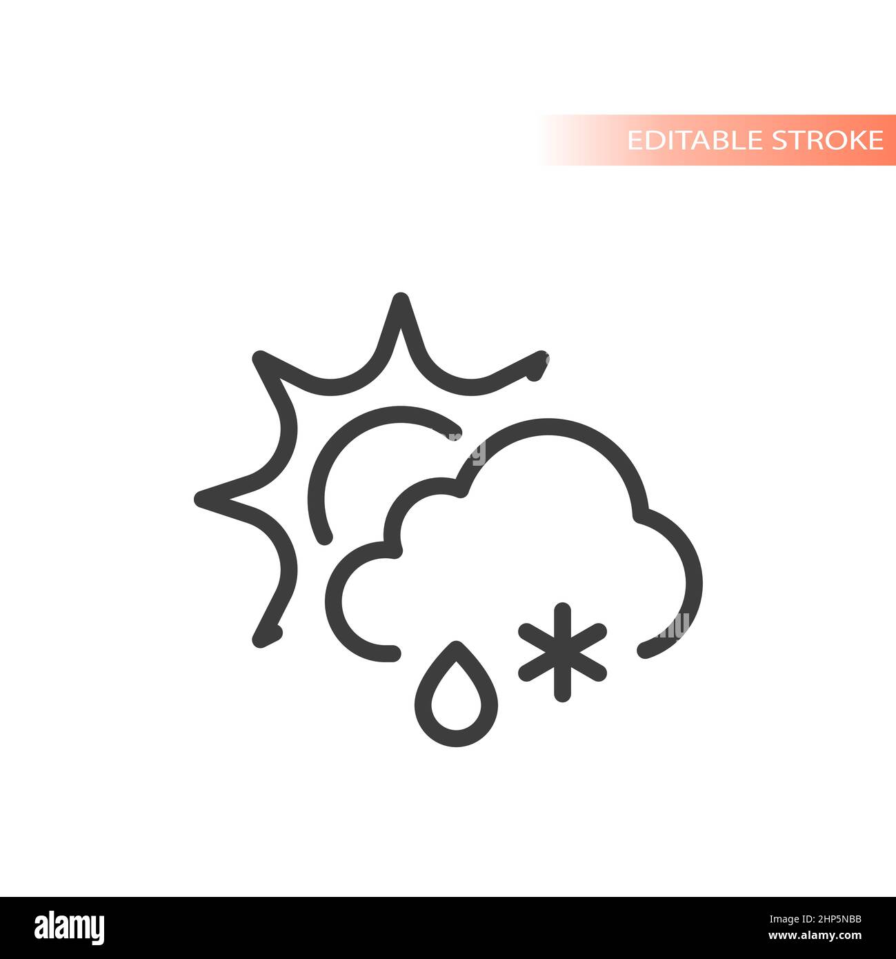 Symbole météo avec soleil, neige, nuage et pluie Illustration de Vecteur