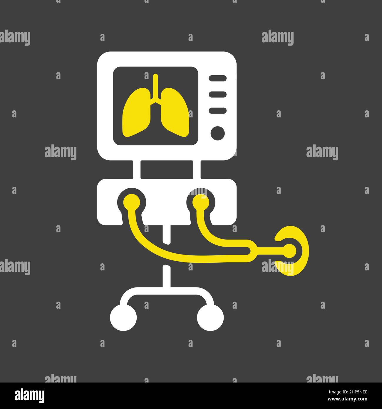 Icône de ventilation des poumons du ventilateur de thérapie médicale en unité de soins intensifs Illustration de Vecteur