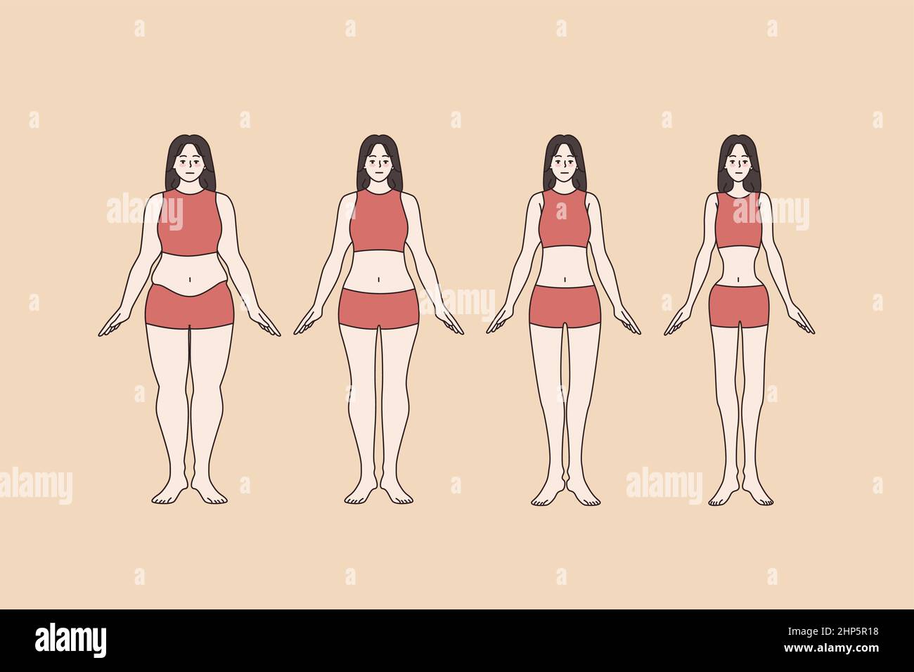 Femme pleine taille changement de taille de corps régime Illustration de Vecteur