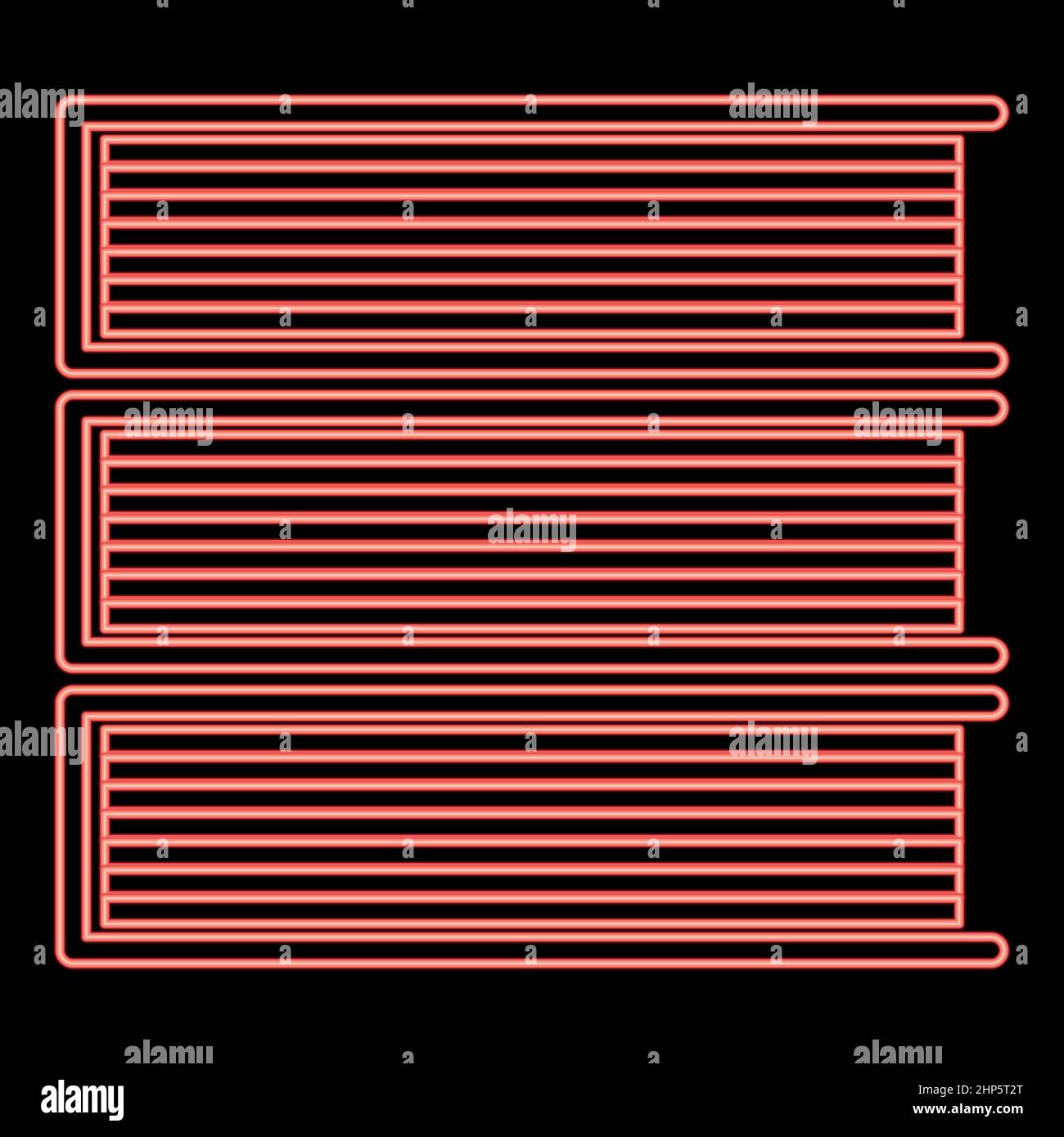 Néon de pile horizontale de livres icône couleur noire dans le cercle rouge couleur vecteur illustration image de style plat Illustration de Vecteur