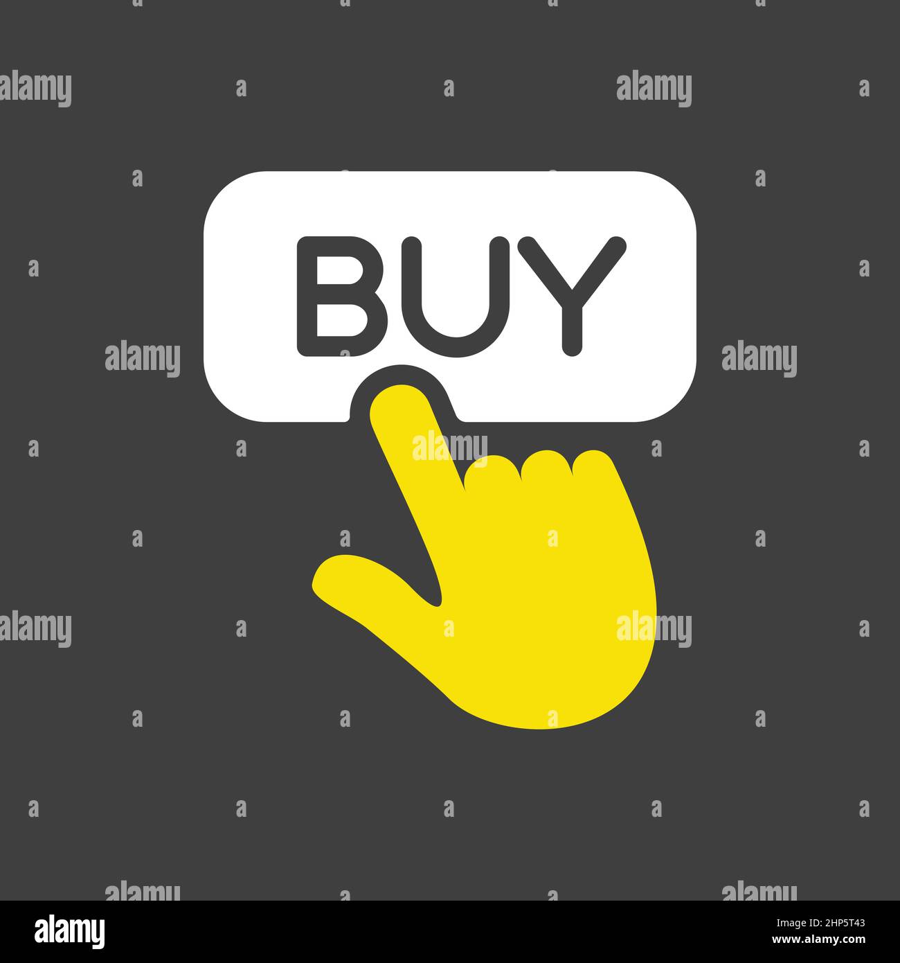 Un doigt pointant vers l'icône du signe d'achat Illustration de Vecteur
