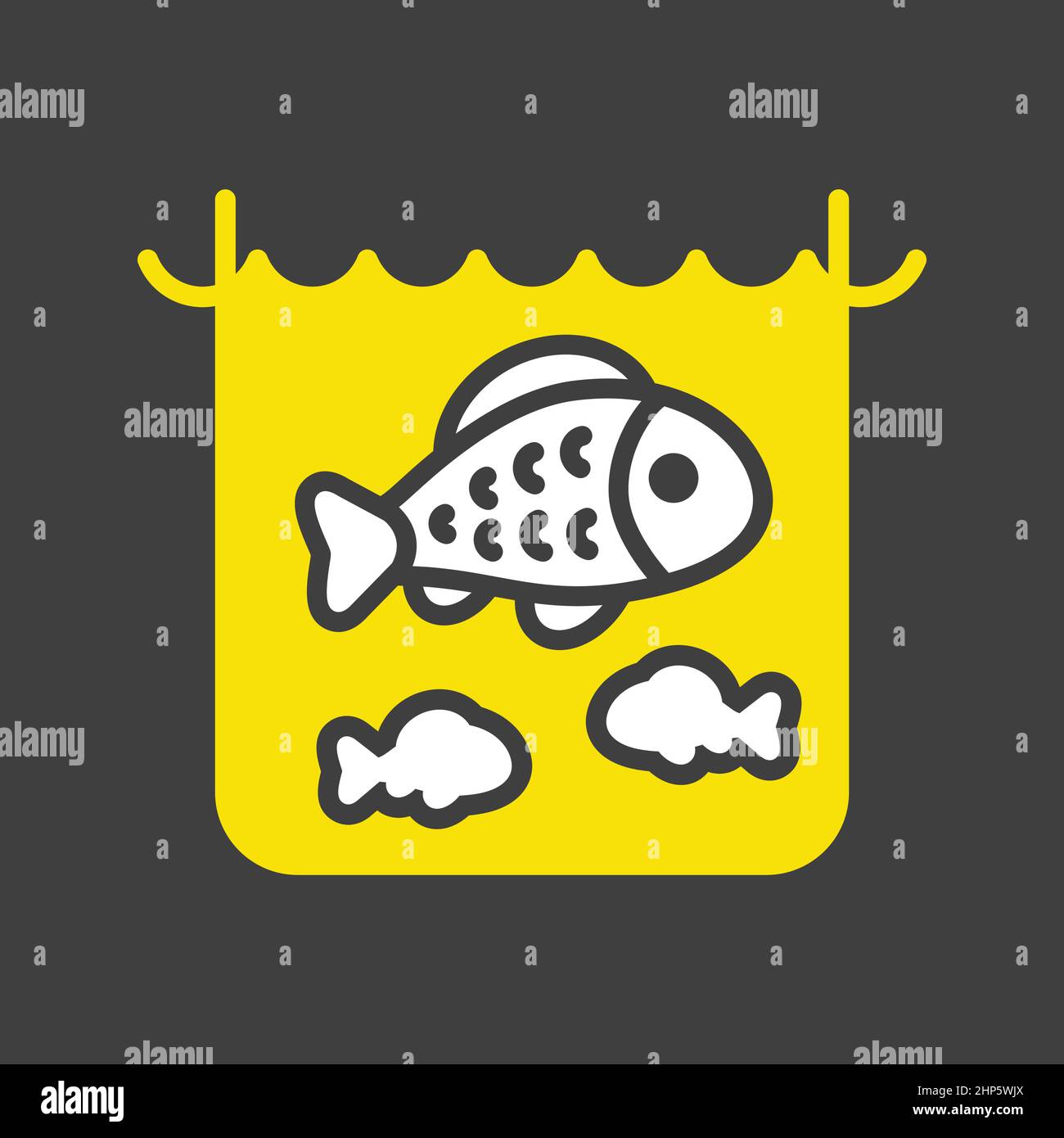 Poisson dans un étang ou icône de vecteur d'aquarium Illustration de Vecteur