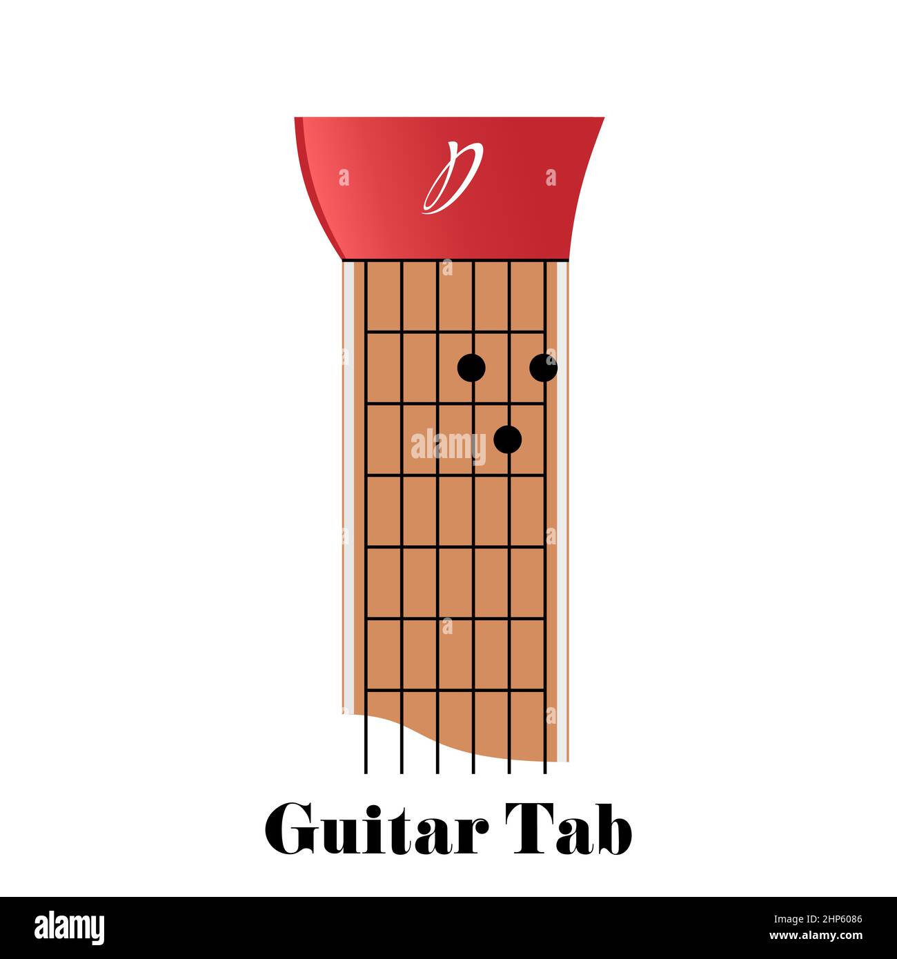 Tabulateur de guitare avec corde D Major Illustration de Vecteur