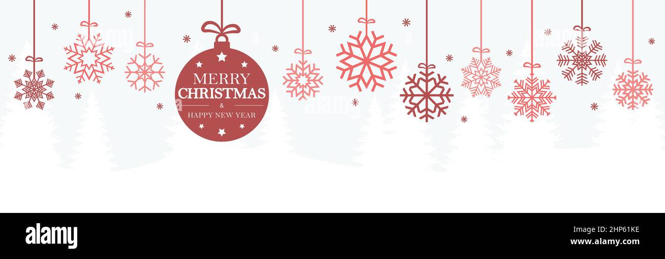 flocons de neige suspendus pour noël et salutations Illustration de Vecteur