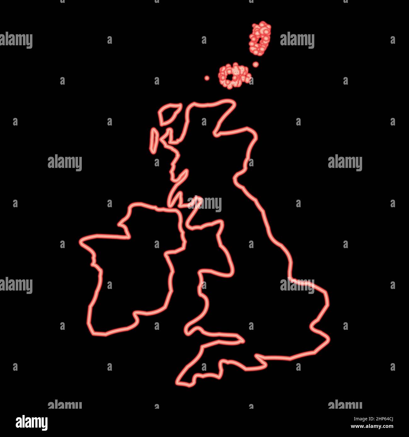 Carte des néons de l'icône du royaume-uni couleur noire dans le cercle rouge couleur vecteur illustration image de style plat Illustration de Vecteur