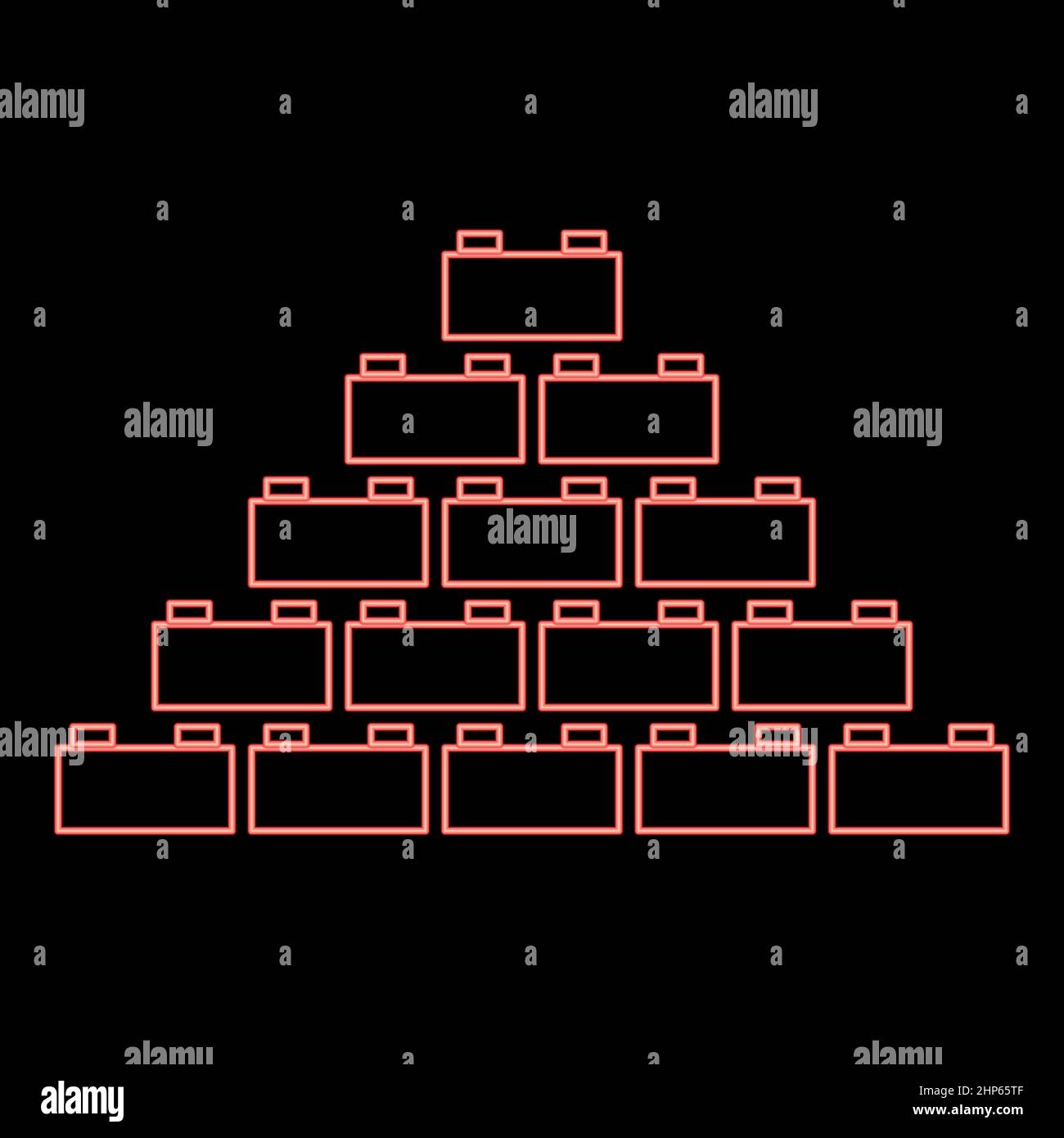 Bloc de construction néon rouge illustration vectorielle de couleur image de style plat Illustration de Vecteur