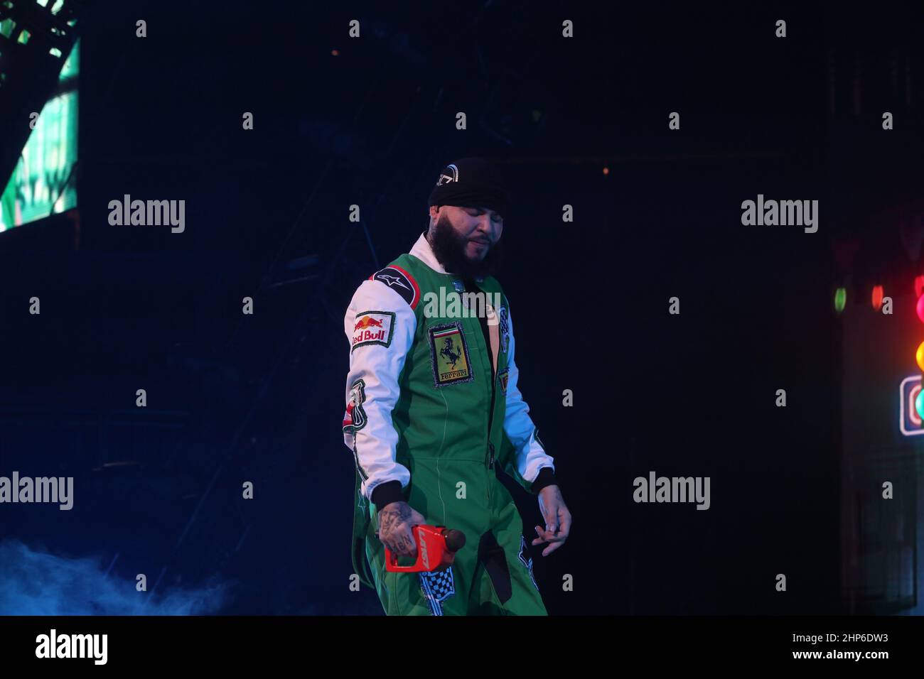 Farruko se produit lors de la tournée « LA 167 » qui s'est déroulée au Prudential Center Newark, New Jersey, le 18 février 2022. (Photo par Udo Salters Photography/Sipa USA) Banque D'Images