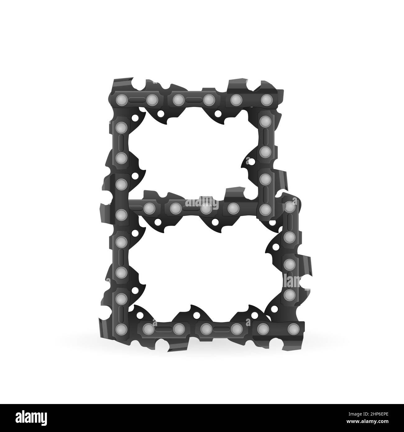 Chaîne de tronçonneuse lettre B sur fond blanc. Illustration vectorielle. Banque D'Images