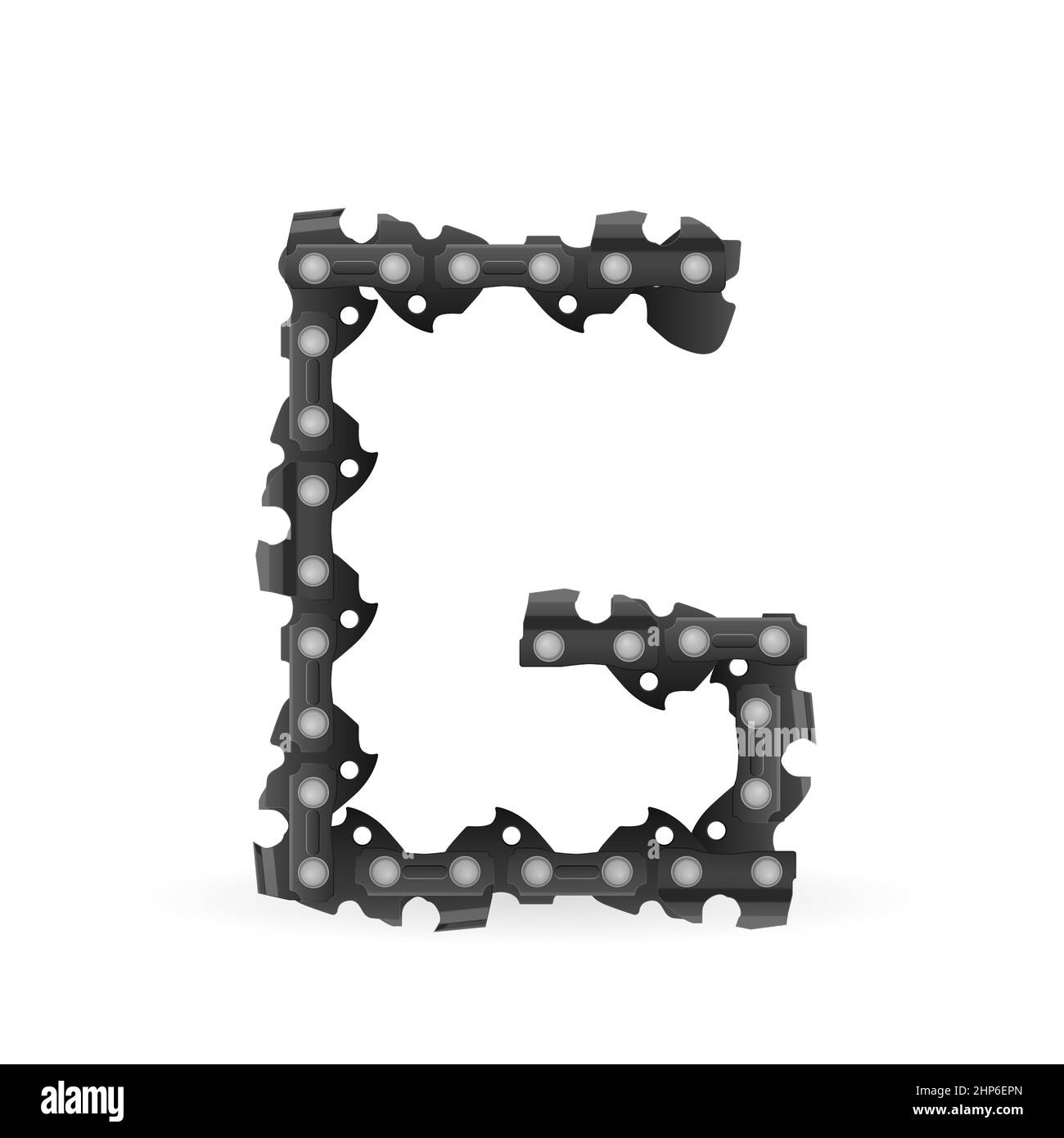 Chaîne de tronçonneuse lettre G sur fond blanc. Illustration vectorielle. Banque D'Images