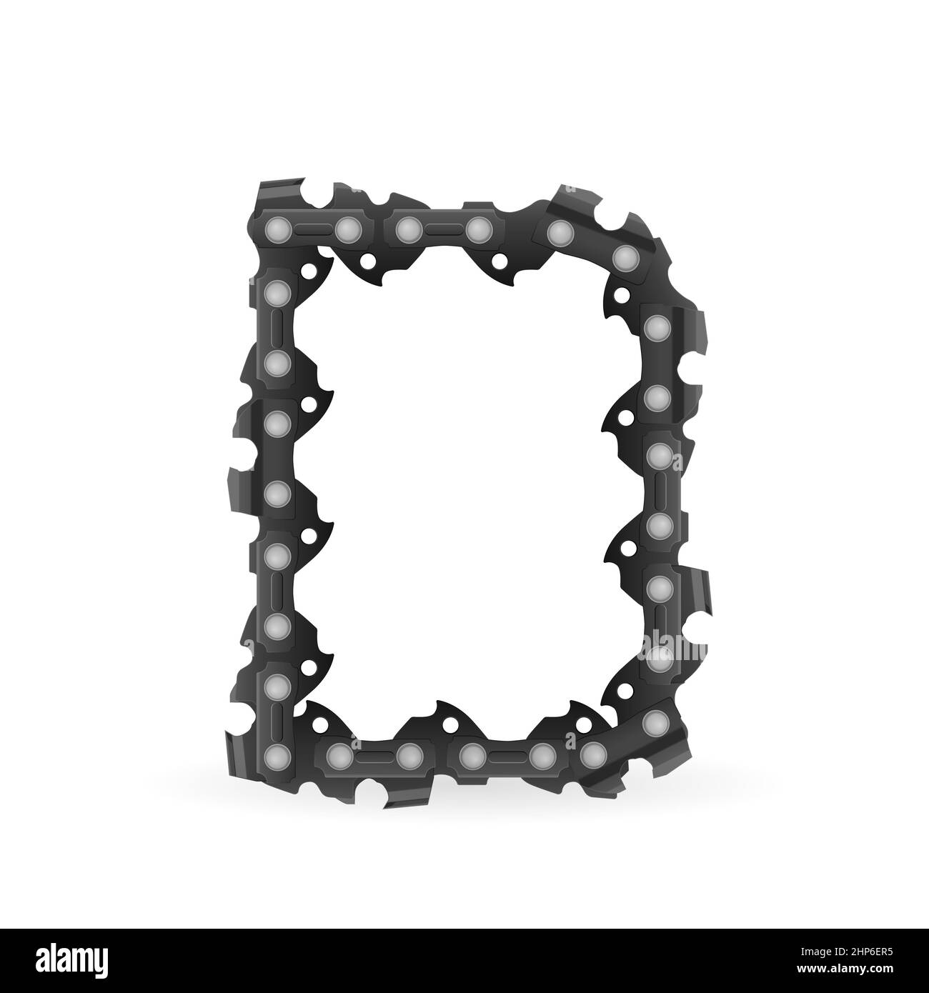 Chaîne de tronçonneuse lettre D sur fond blanc. Illustration vectorielle. Banque D'Images
