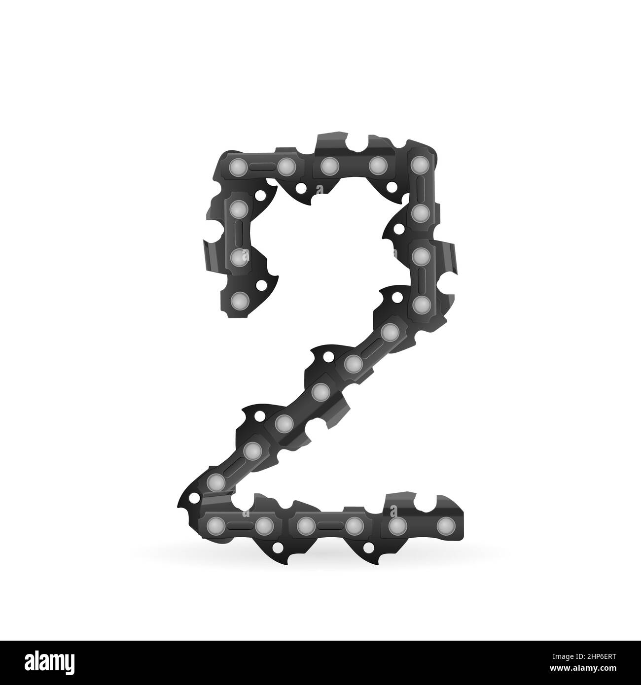 Chaîne de tronçonneuse numéro deux sur fond blanc. Illustration vectorielle. Banque D'Images