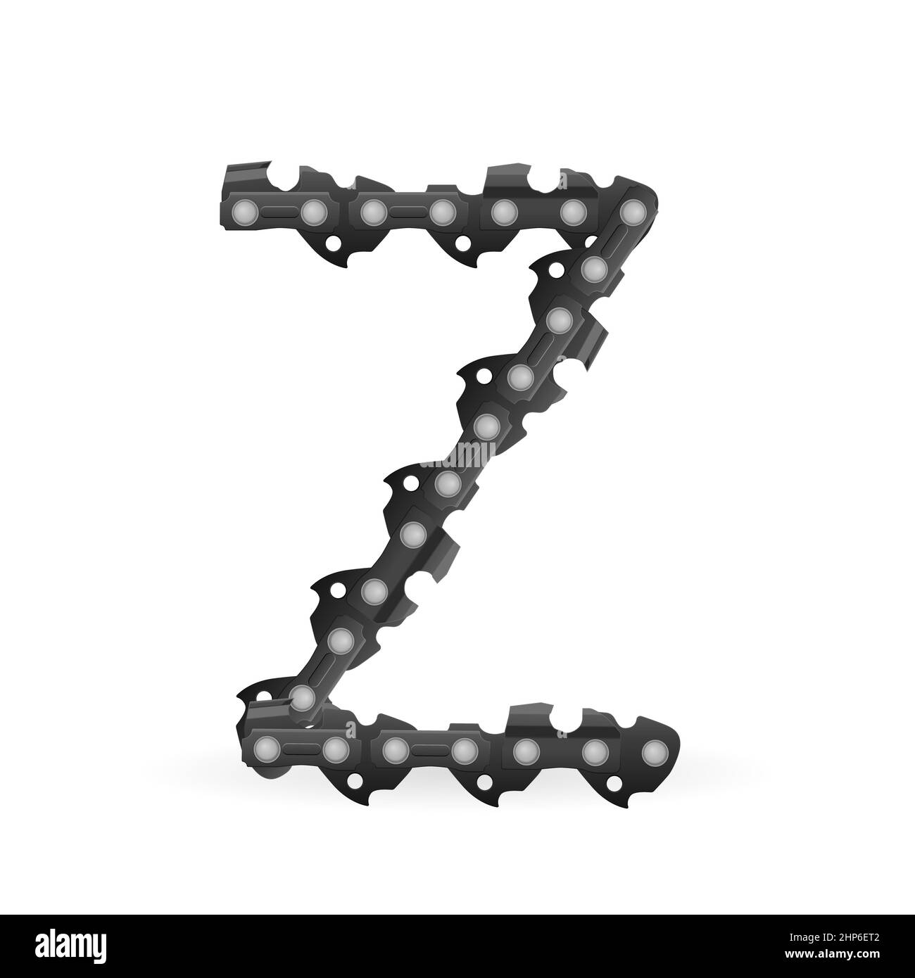 Chaîne de tronçonneuse lettre Z sur fond blanc. Illustration vectorielle. Banque D'Images