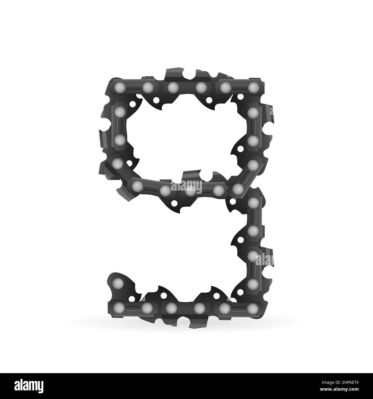 Chaîne de tronçonneuse numéro neuf sur fond blanc. Illustration vectorielle. Banque D'Images