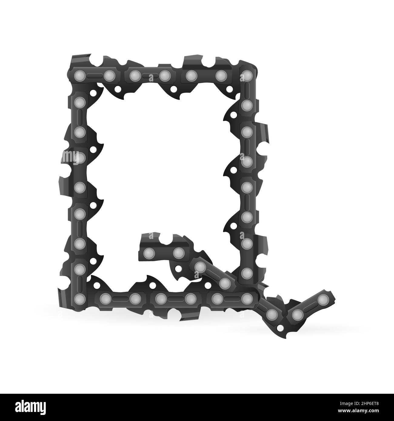 Chaîne de tronçonneuse lettre Q sur fond blanc. Illustration vectorielle. Banque D'Images