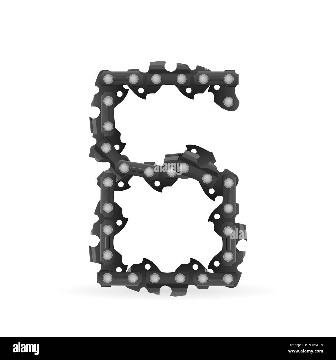 Chaîne de tronçonneuse numéro six sur fond blanc. Illustration vectorielle. Banque D'Images