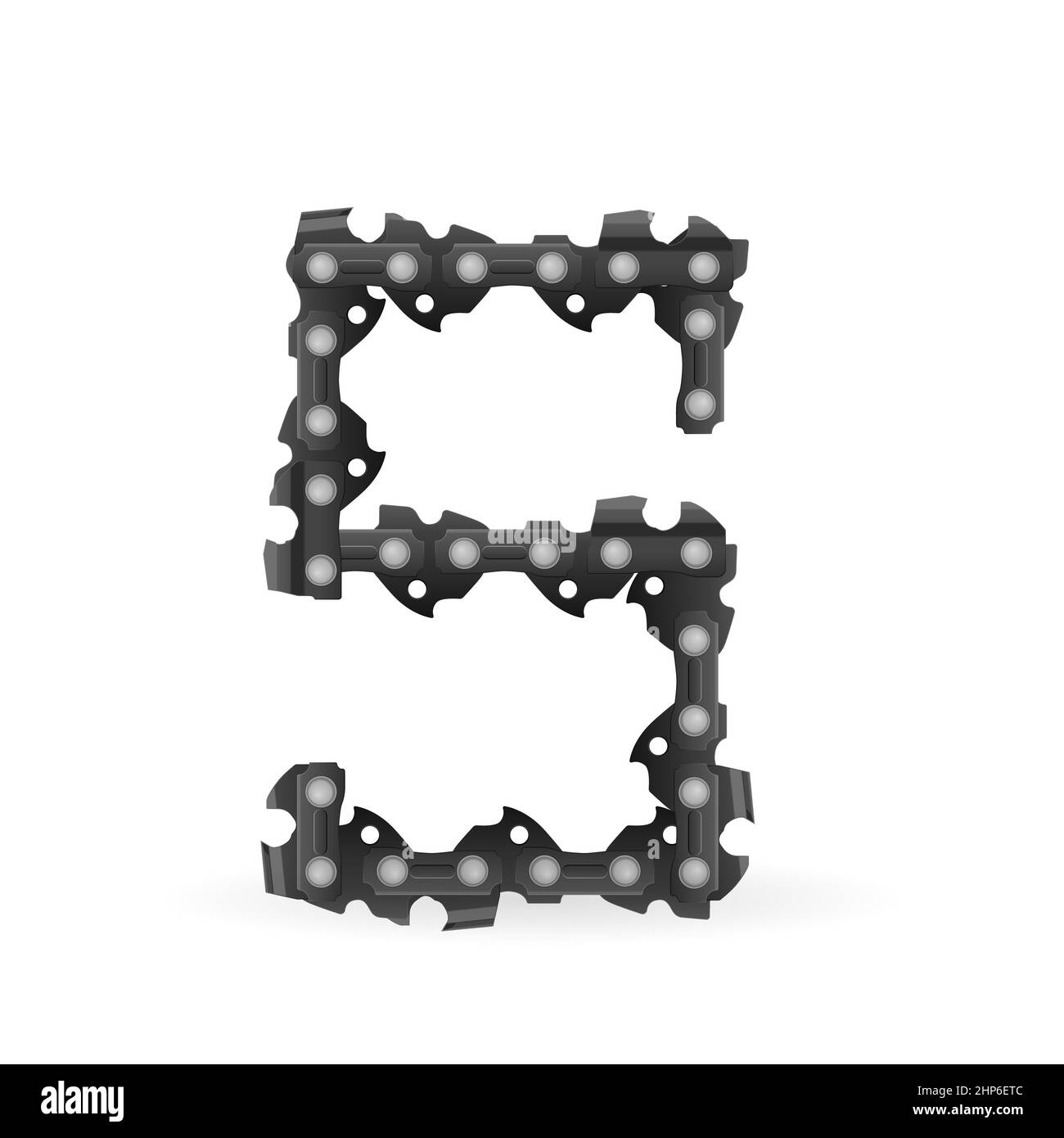 Chaîne de tronçonneuse lettre S sur fond blanc. Illustration vectorielle. Banque D'Images