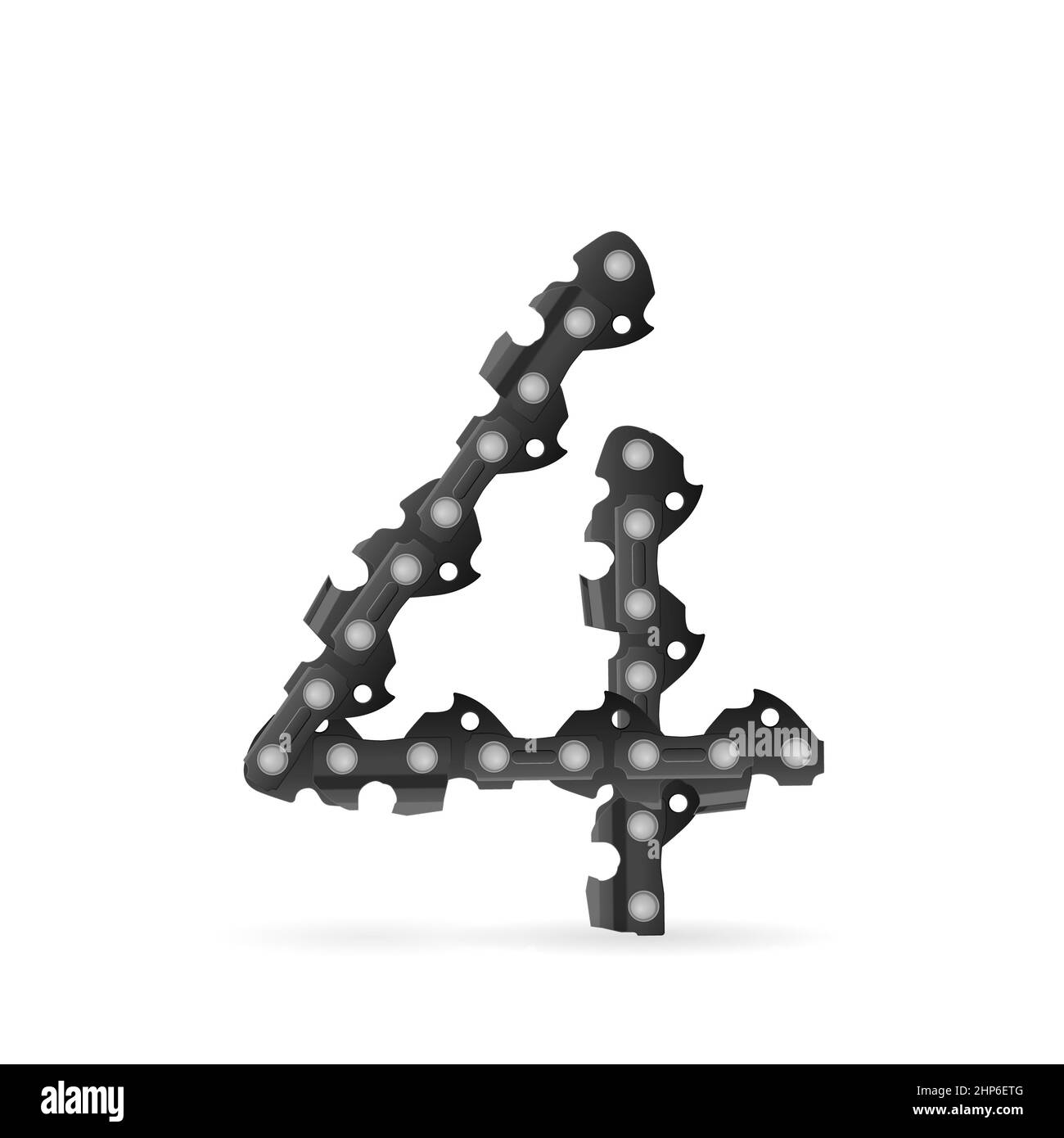Chaîne de tronçonneuse numéro quatre sur fond blanc. Illustration vectorielle. Banque D'Images