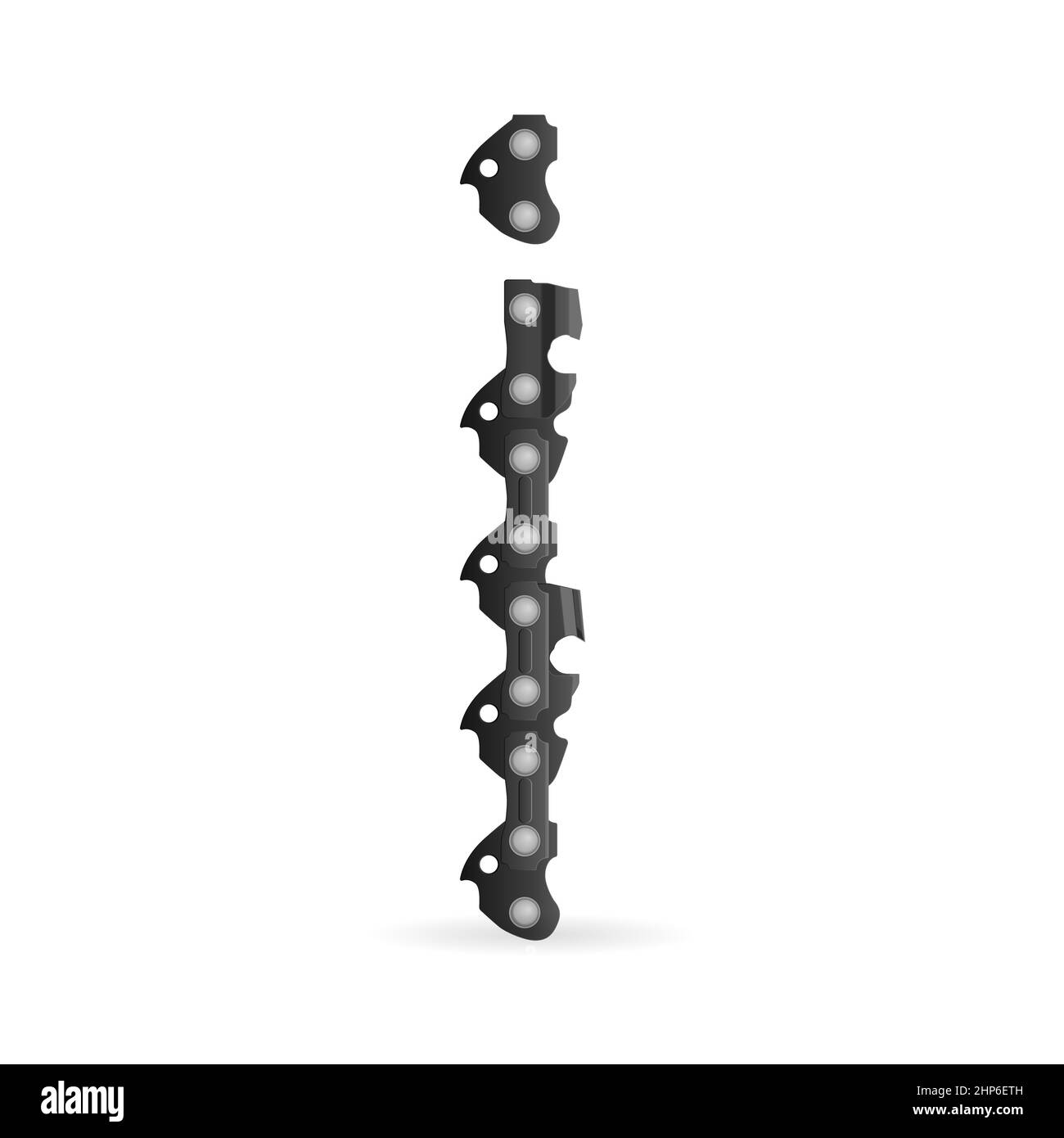 Chaîne de tronçonneuse lettre I sur fond blanc. Illustration vectorielle. Banque D'Images