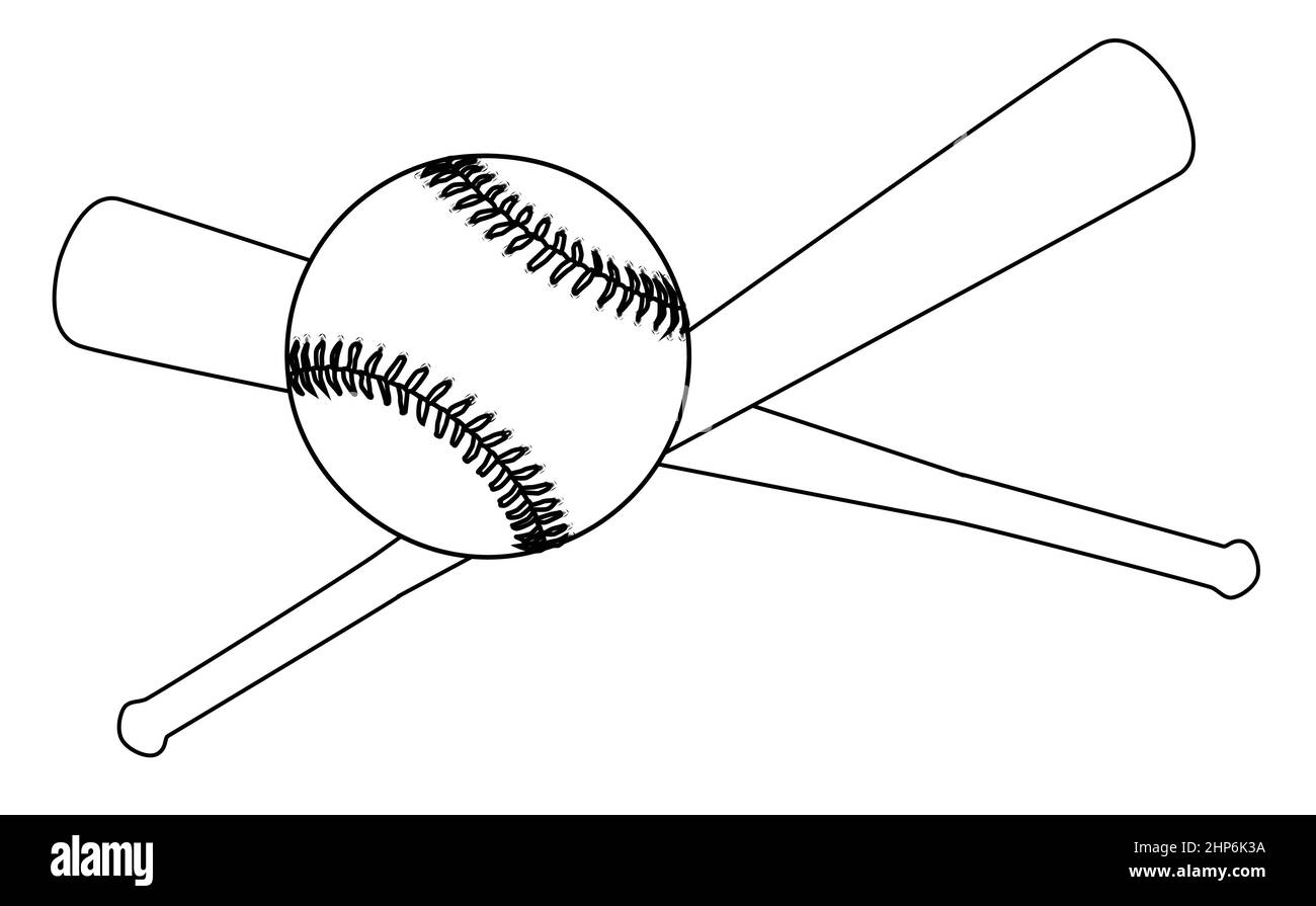 Baseball et 2 battes Illustration de Vecteur