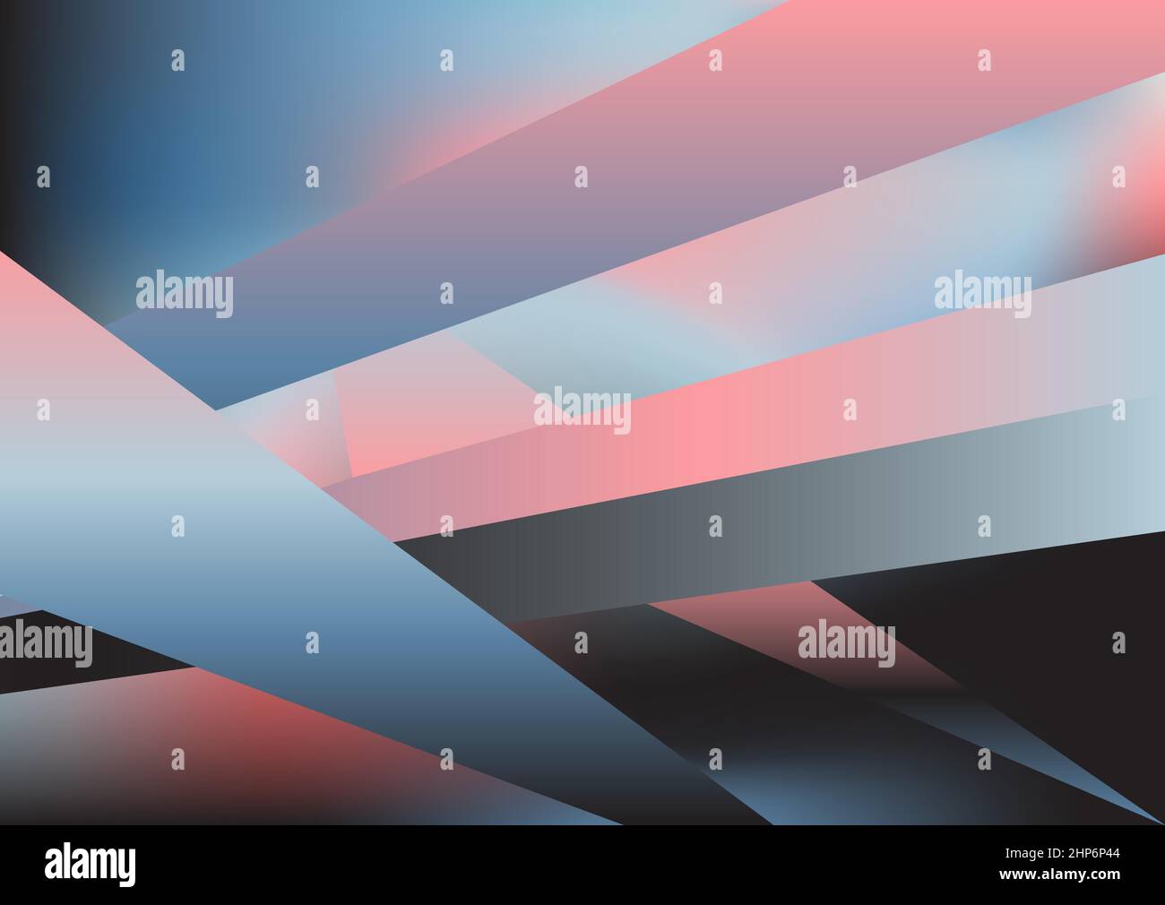 Formes abstraites de flou de fluide, lignes polygonales de triangle motif géométrique arrière-plan tendance. Rétro dégradé texture design graphique vecteur modèle espace de copie mise en page circulaire couverture de bannière Noir rose bleu Illustration de Vecteur