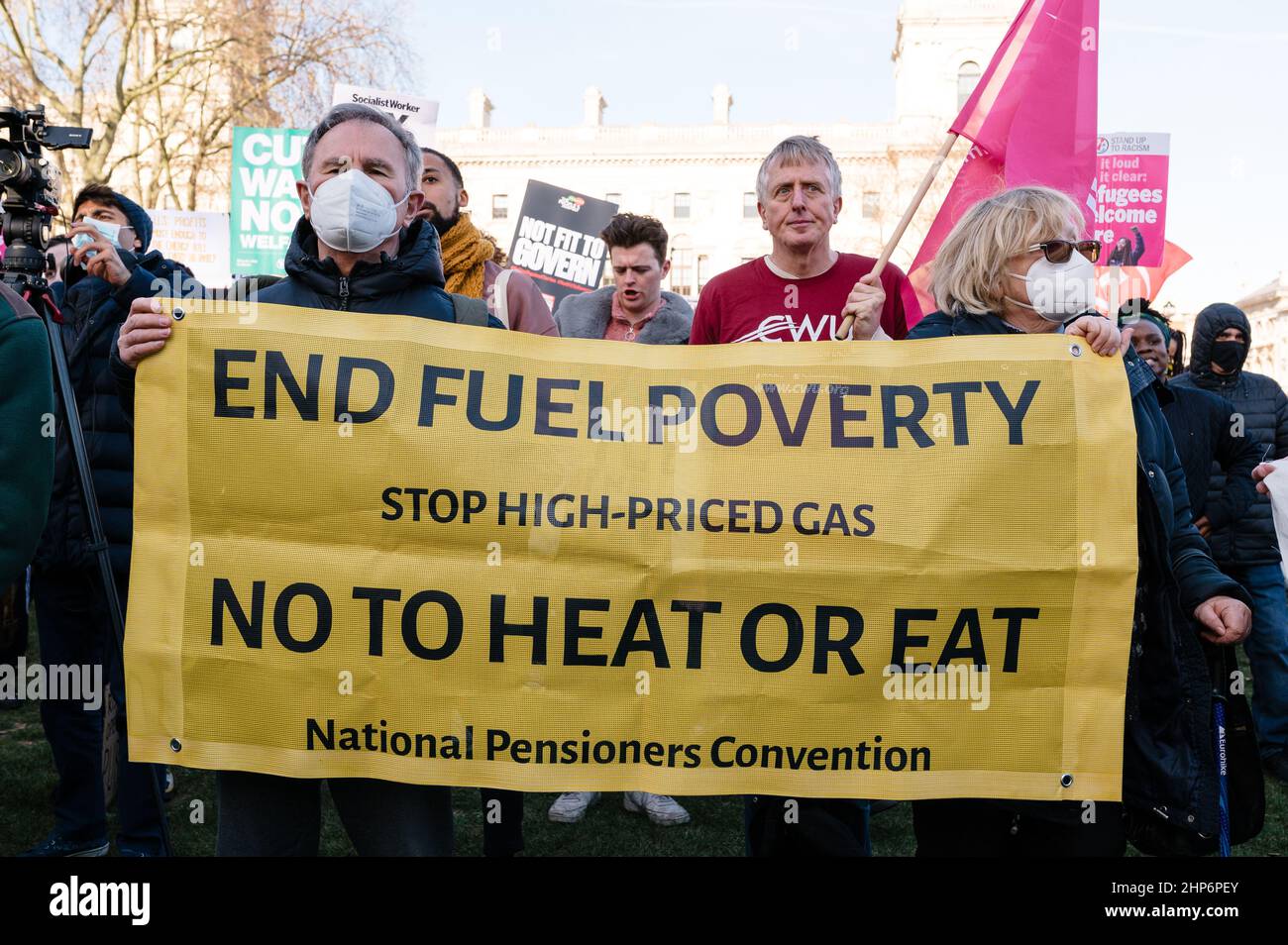 Londres, Royaume-Uni. 12 février 2022. Manifestation nationale organisée par l'Assemblée populaire contre l'austérité contre les hausses du coût de la vie et les cras énergétiques Banque D'Images