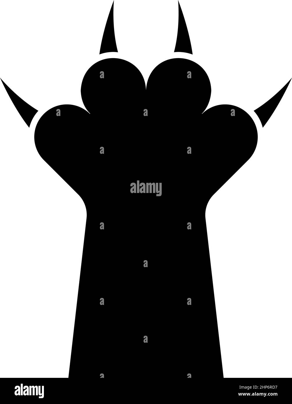 Paw avec griffe icône chat noir couleur vecteur illustration image de style plat Illustration de Vecteur