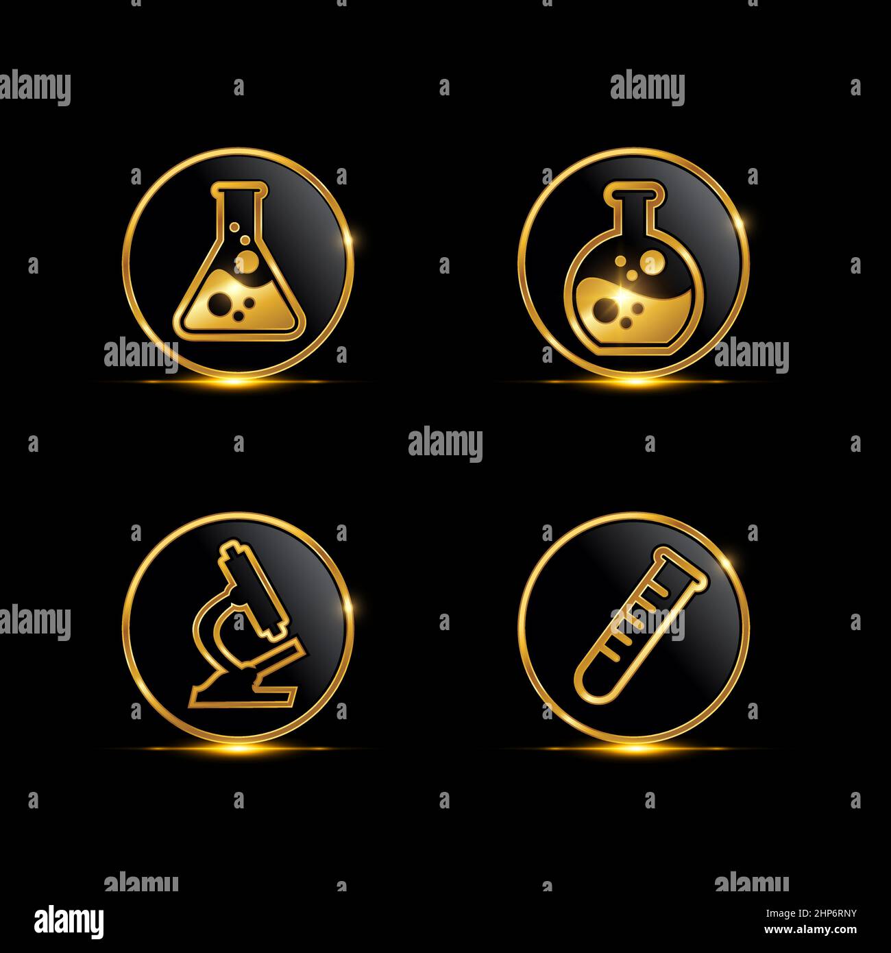 Icône cercle Golden Laboratory Equipment Illustration de Vecteur