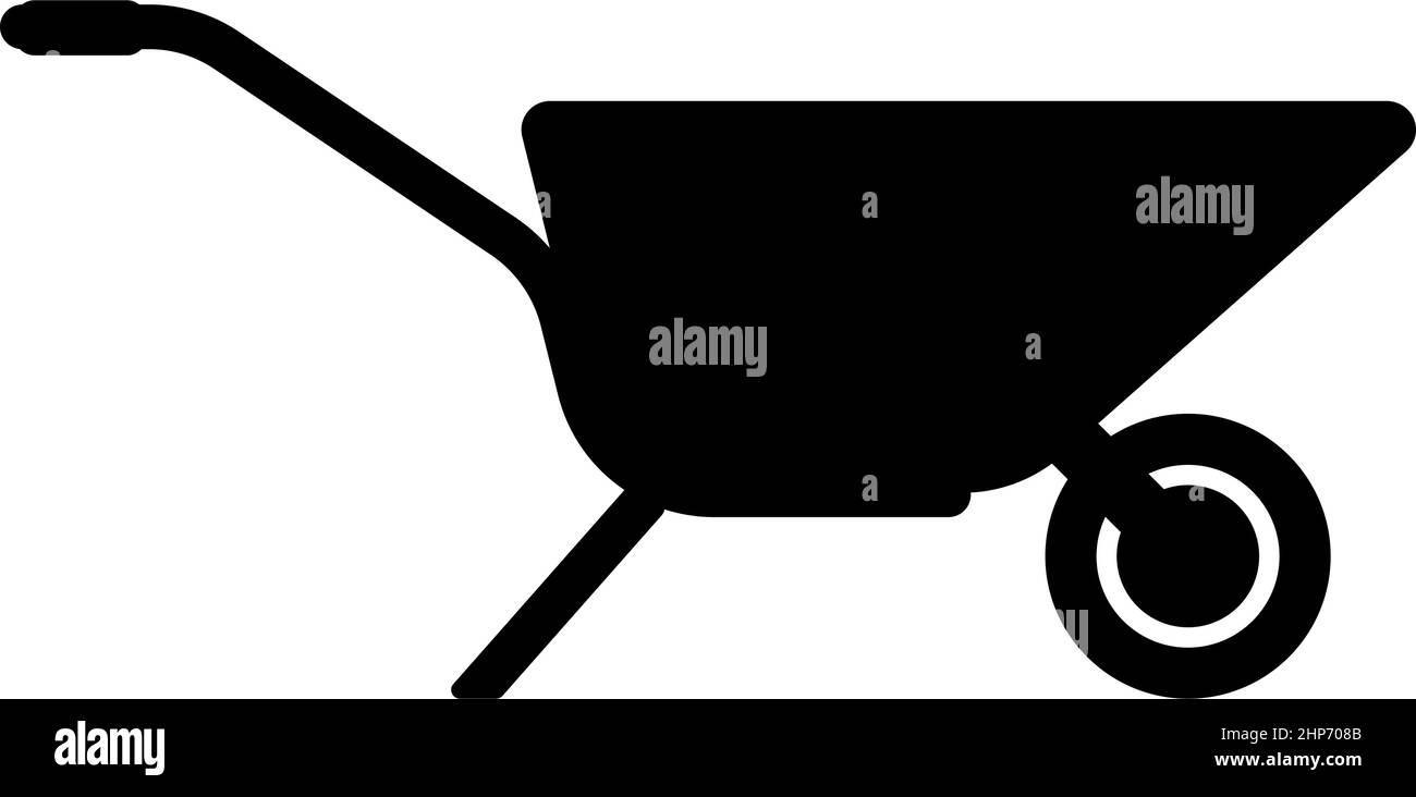 Chariot de jardin brouette jardinage icône horticole noir couleur vecteur illustration image plate de style Illustration de Vecteur