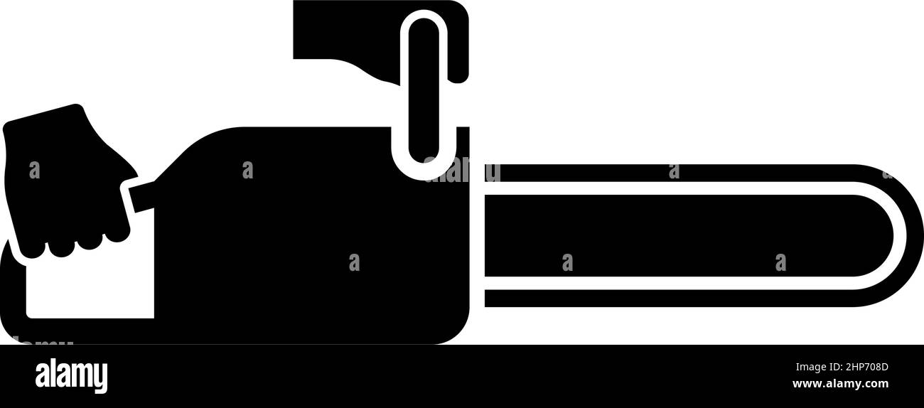 Scie à chaîne à main à bois de bûcheron icône noir couleur vecteur illustration image de style plat Illustration de Vecteur