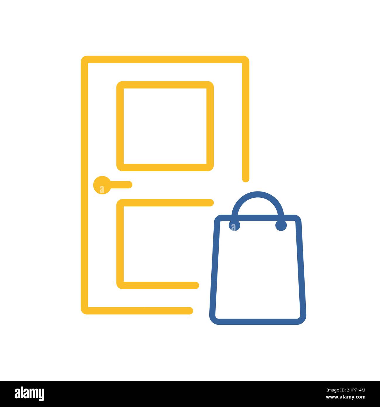 Sac de nourriture devant l'icône de vecteur de porte Illustration de Vecteur