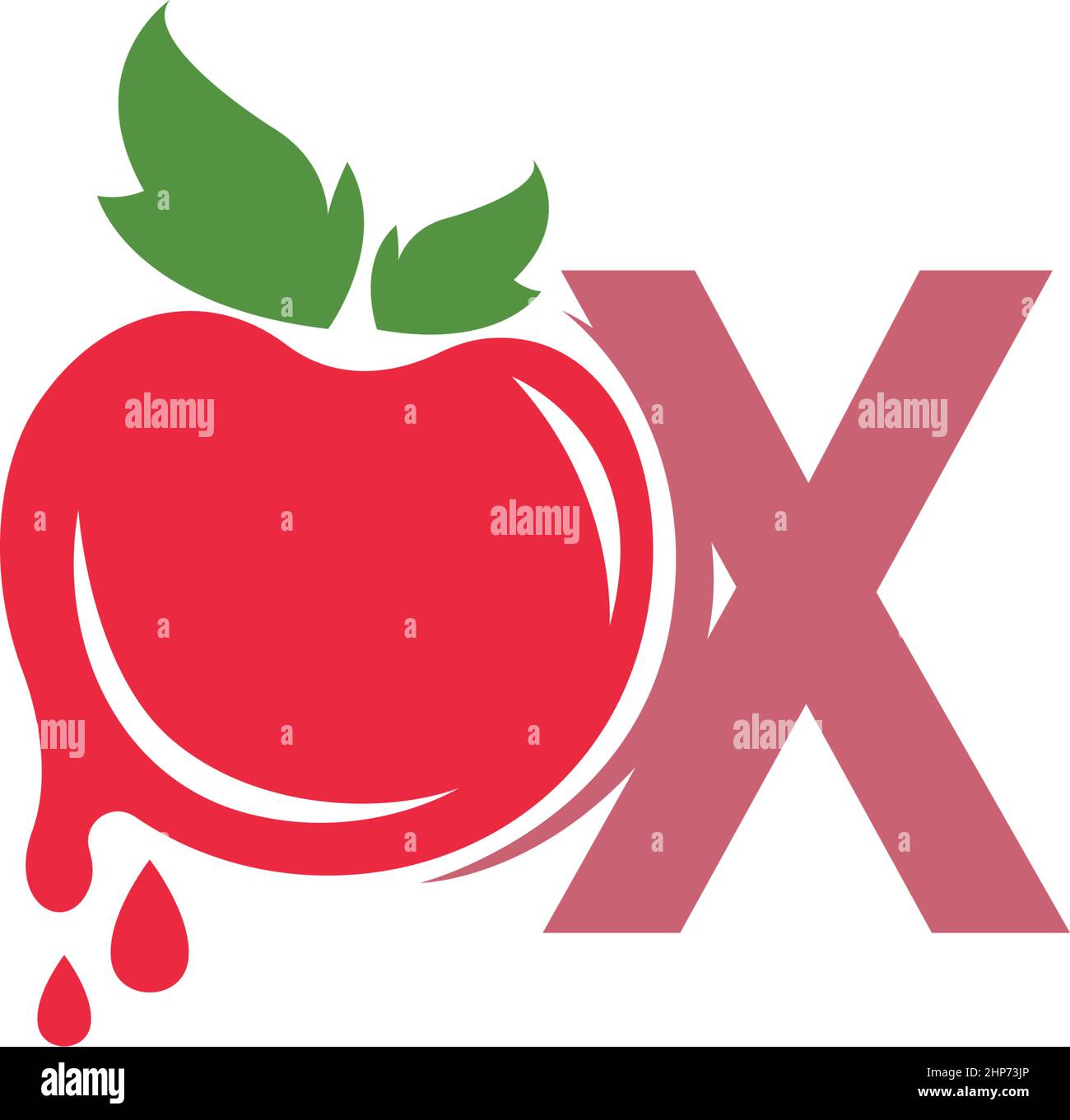 Illustration du modèle de motif lettre X avec logo d'icône de tomate Illustration de Vecteur