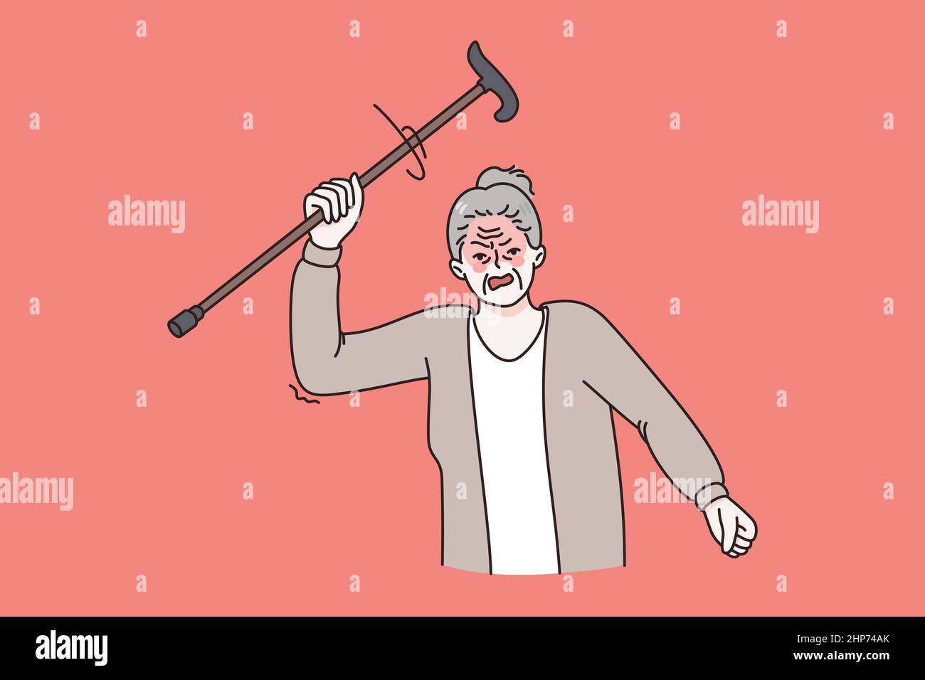 Colère du concept de personnes matures. Illustration de Vecteur