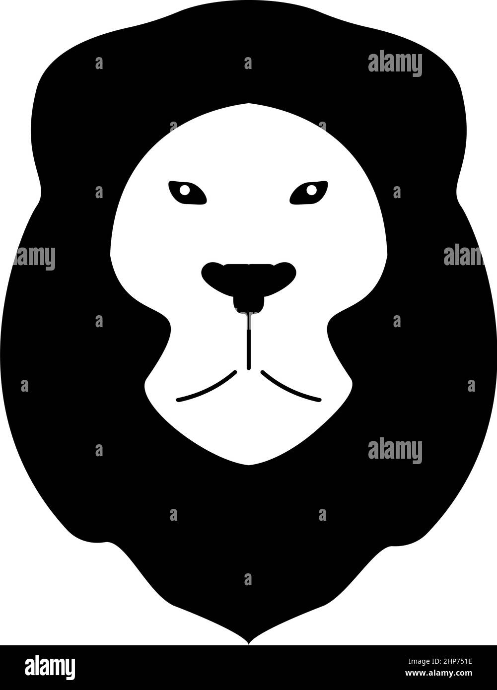 Lion animal Wild icône de tête de chat noir couleur vecteur illustration image de style plat Illustration de Vecteur