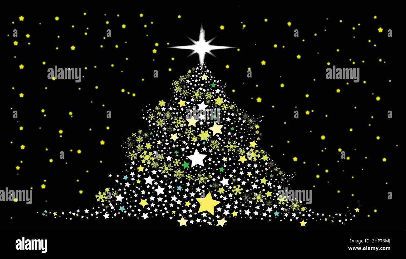 Sapin de Noël en forme d'étoile lumineuse Illustration de Vecteur