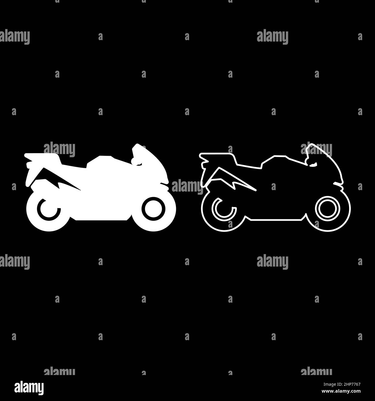Moto silhouette moto sport moto icône blanc couleur vecteur illustration plat image ensemble Illustration de Vecteur
