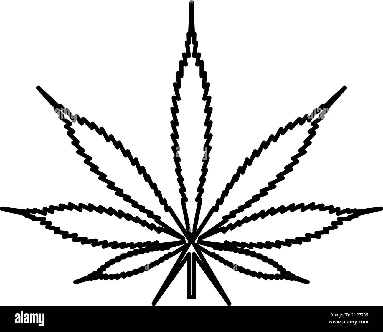 Feuille cannabis marijuana Hemp contour icône couleur noire vecteur illustration image de style plat Illustration de Vecteur