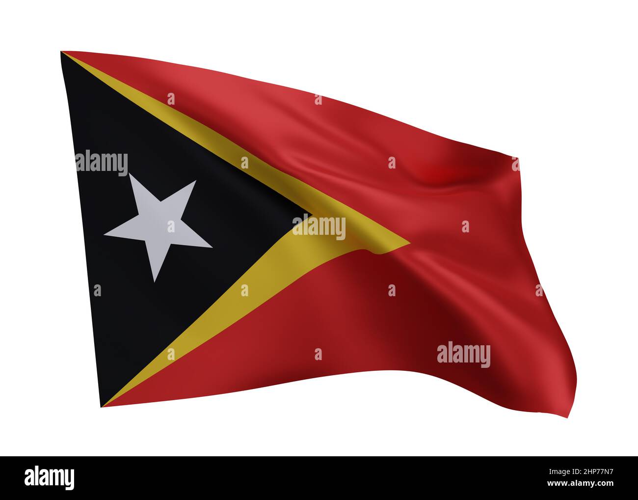 3D illustration drapeau du Timor oriental. Drapeau à haute résolution du Timor oriental isolé sur fond blanc. 3d rendu Banque D'Images