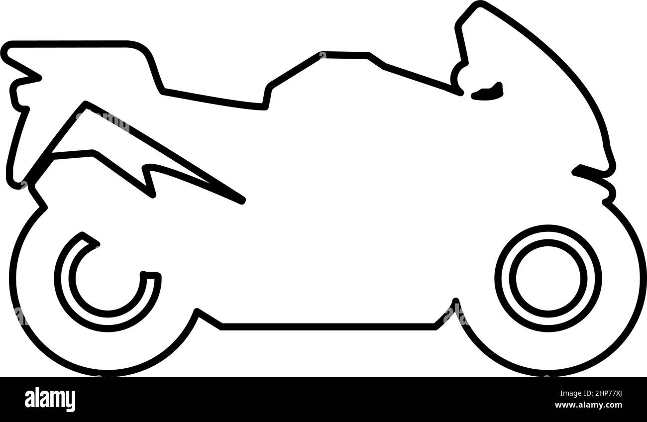 Moto silhouette moto sport moto contour icône couleur noire vecteur illustration image plate de style Illustration de Vecteur
