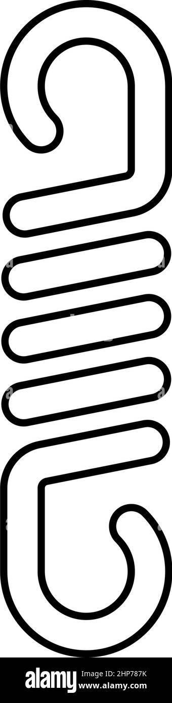 Ressort métal spirale fil acier flexible contour icône couleur noire vecteur illustration image de style plat Illustration de Vecteur