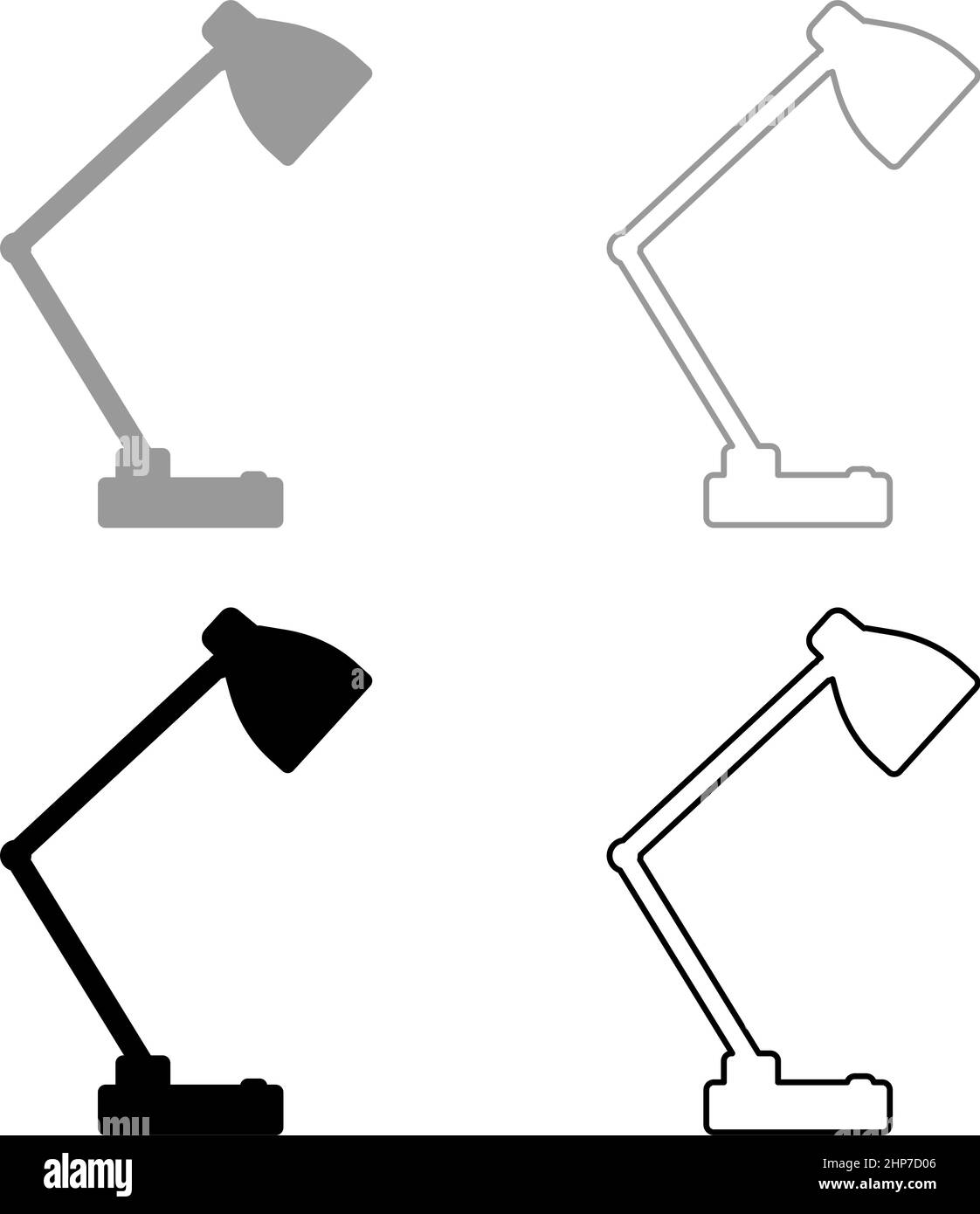 Lampe de table lampe de bureau électrique pour intérieur maison ensemble icône gris noir couleur vecteur illustration image style plat remplissage Uni contour ligne mince Illustration de Vecteur