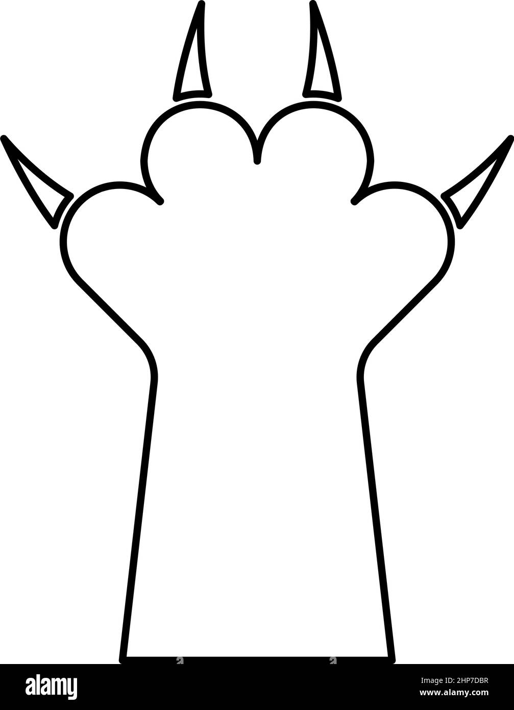 Paw avec griffe de chat contour icône noir couleur vecteur illustration image de style plat Illustration de Vecteur