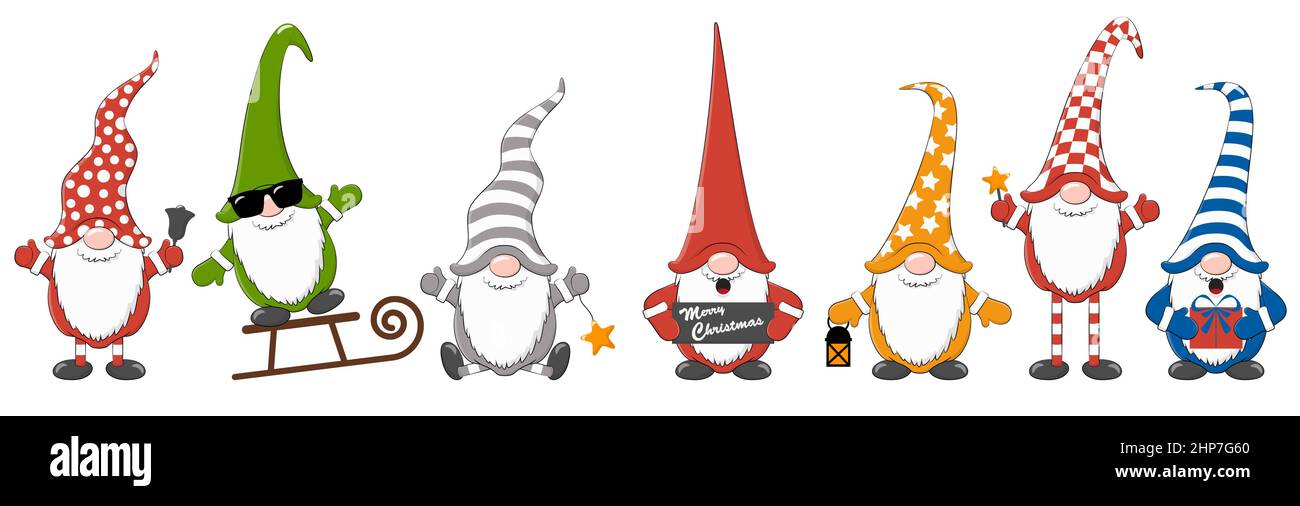 l'heure de noël, gnomes style dessin animé Illustration de Vecteur