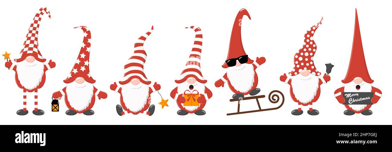 l'heure de noël, gnomes style dessin animé Illustration de Vecteur