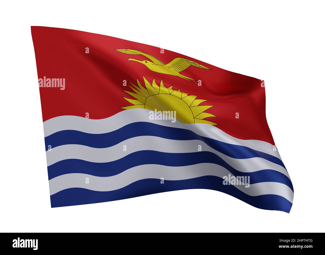 3D illustration drapeau de la République de Kiribati. Drapeau haute résolution de la République de Kiribati isolé sur fond blanc. 3d rendu Banque D'Images