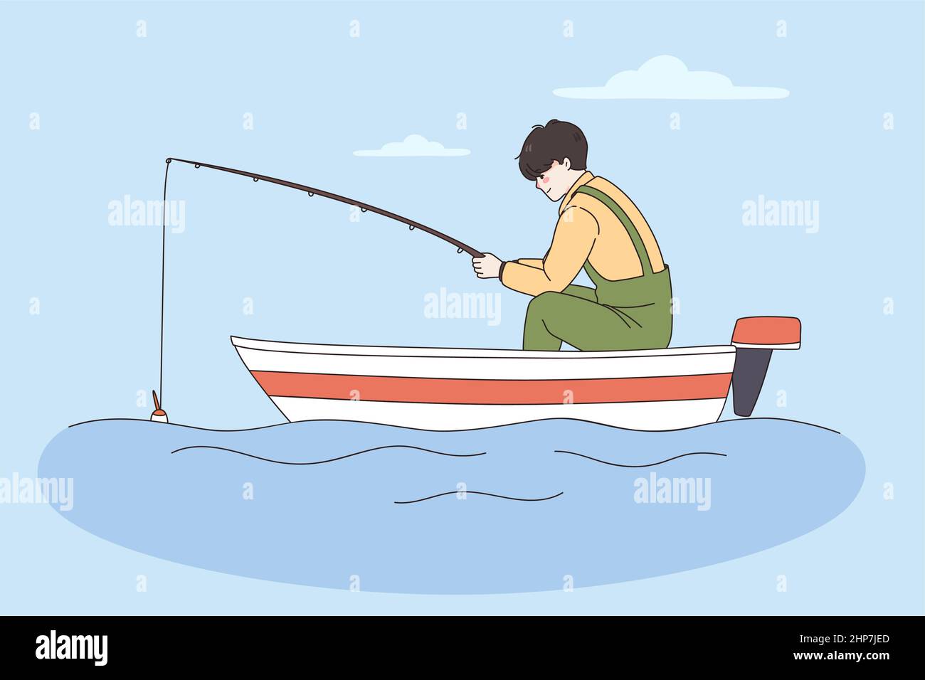 Concept de pêche et de loisirs d'été Illustration de Vecteur