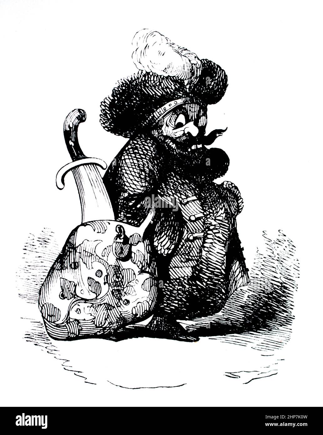 1845 illustration, la barbe bleue, de Comic nursery Tales, illustrée par Alfred Crowquill Banque D'Images