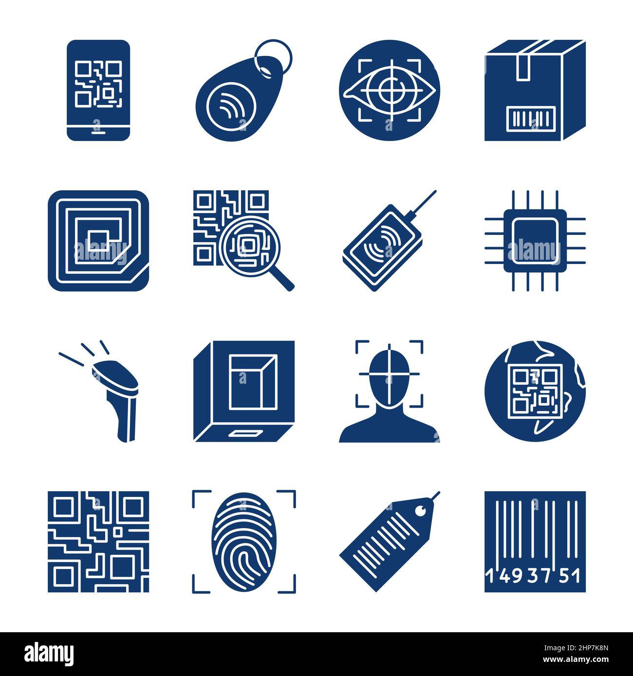 Icône de codes d'identification définie dans un style plat. Collection ...