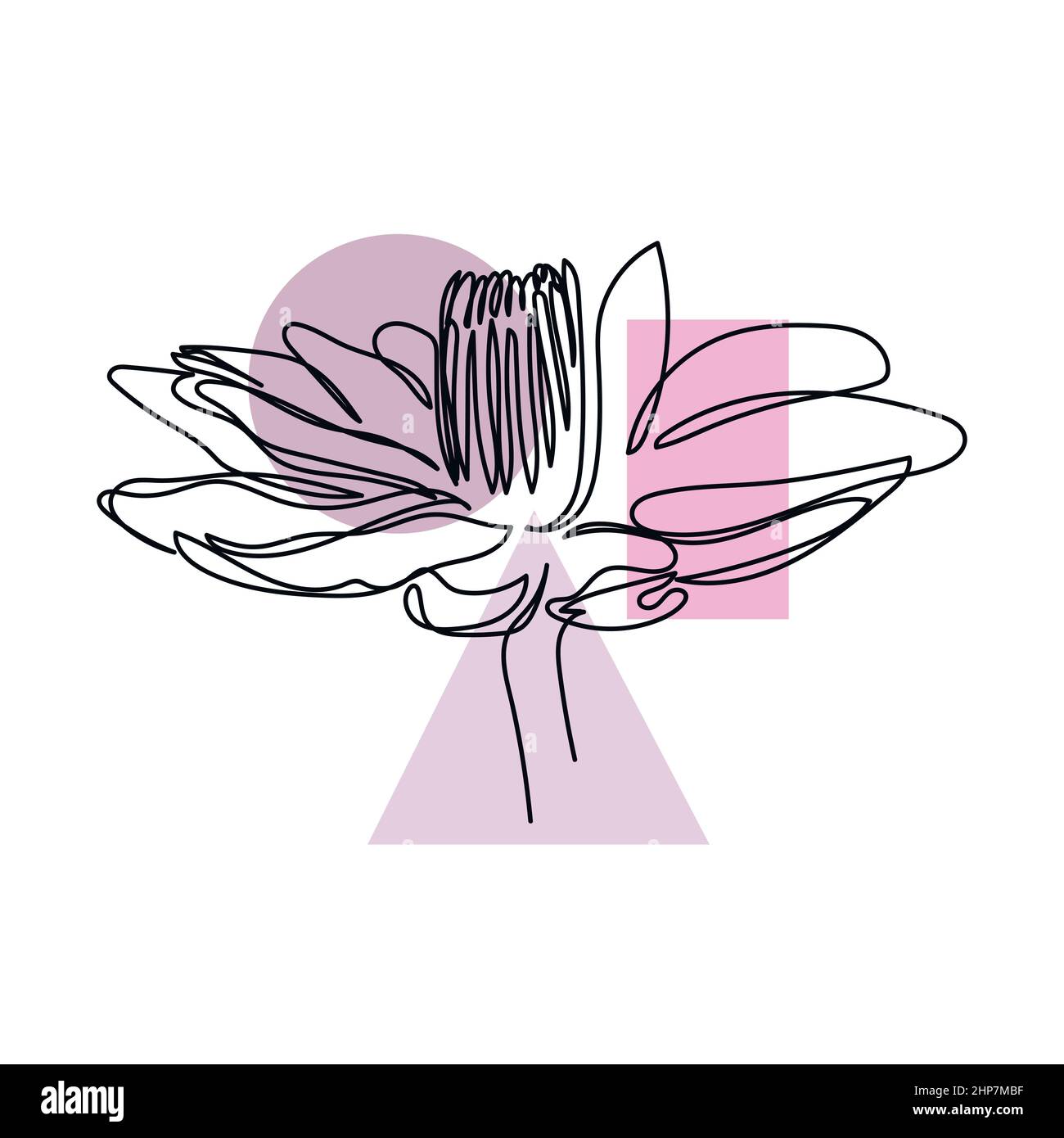 Vecteur abstrait continu une seule ligne icône de dessin de lys de fleur dans l'esquisse de silhouette. Idéal pour les cartes de vœux, les invitations de fête, les affiches Illustration de Vecteur
