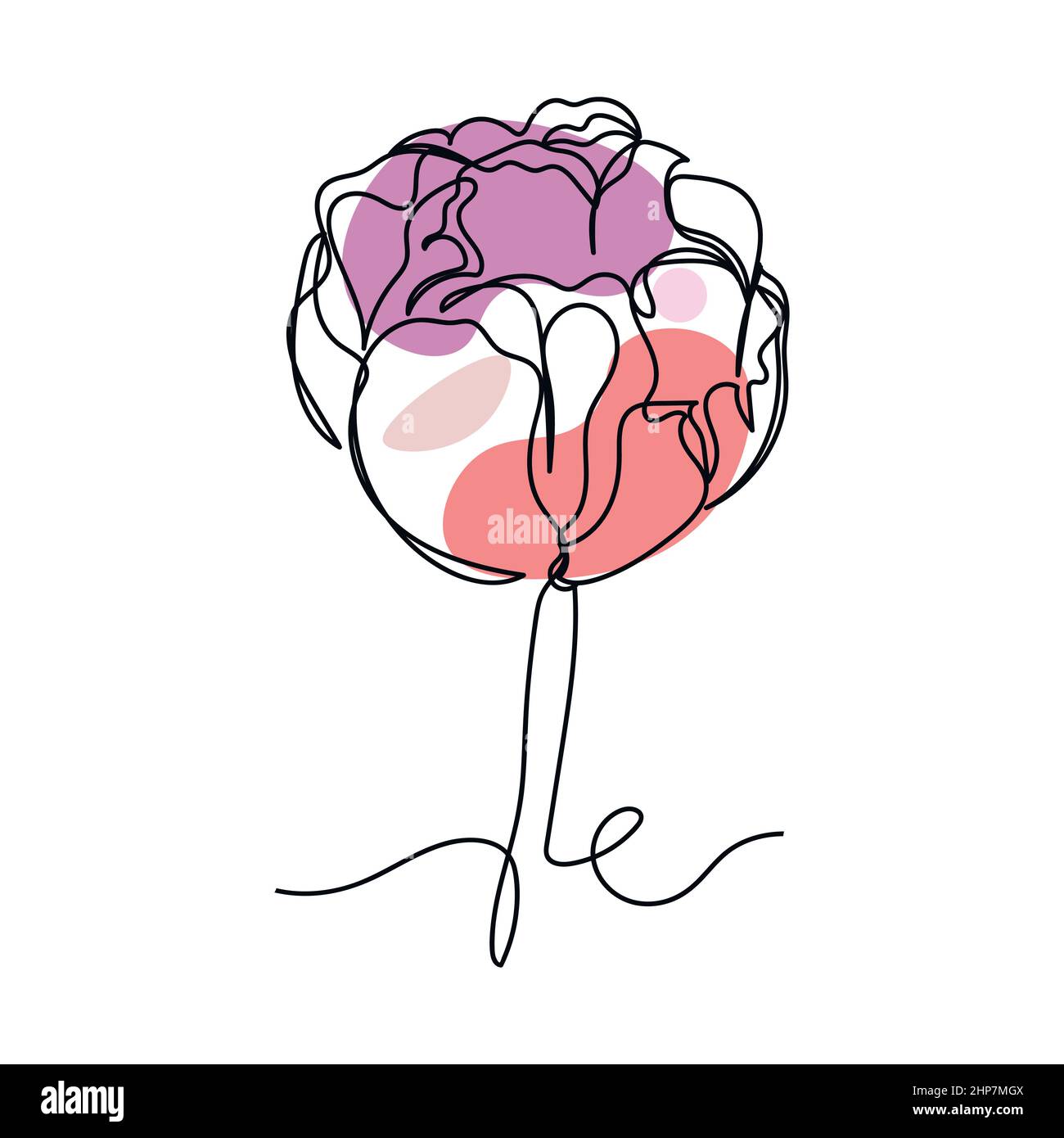 Vecteur abstrait continu une seule ligne simple dessin icône de la fleur de tulipe dans l'esquisse de silhouette. Idéal pour les cartes de vœux Illustration de Vecteur